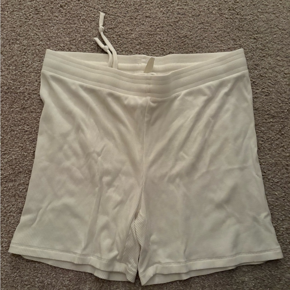 Skims White Ribbed Shorts